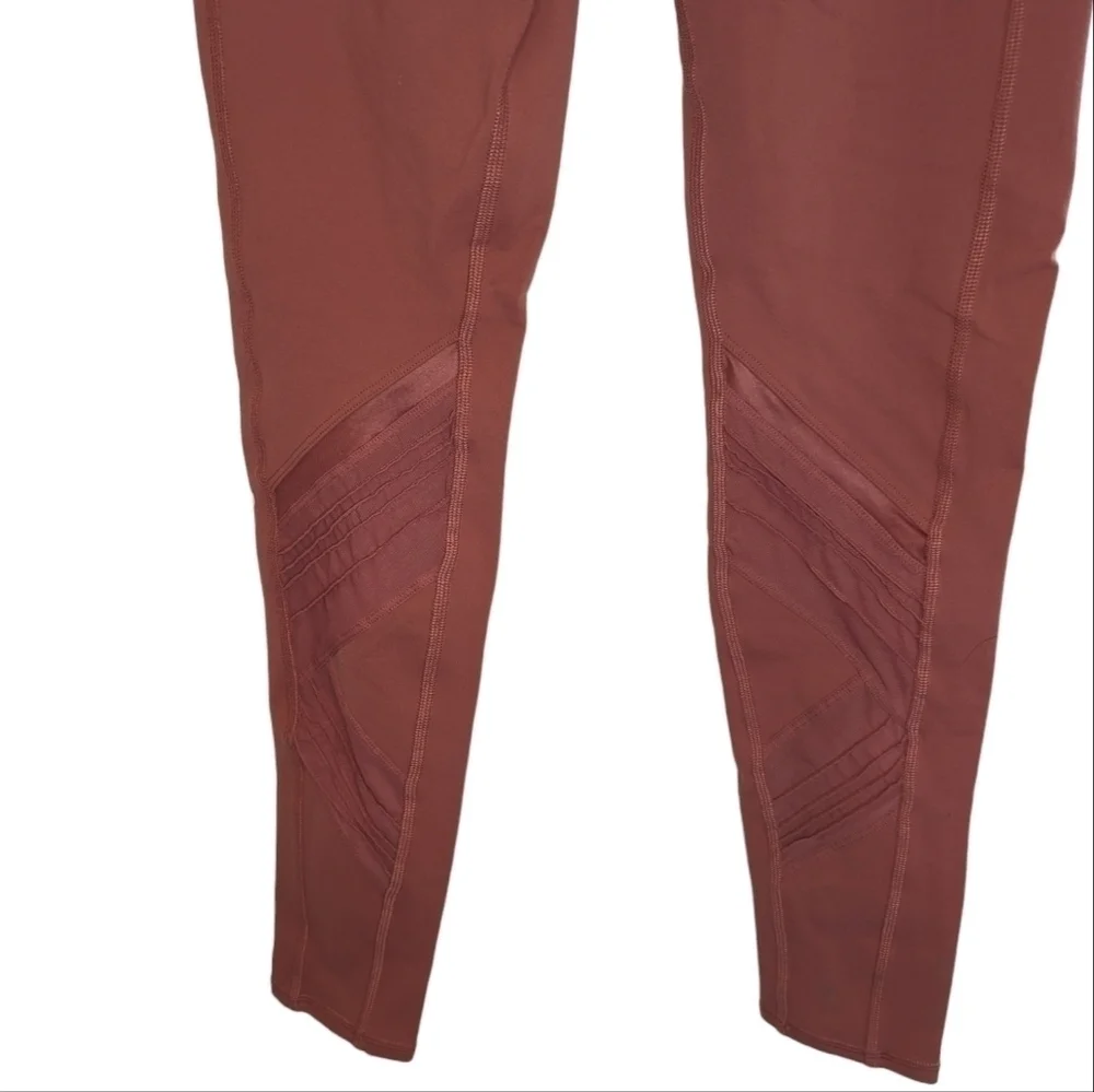 Alo Yoga Moto Leggings Mesh High Rise Burnt Rose Pink Activewear Pants M